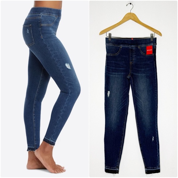 SPANX Distressed Skinny Jeans – Medium Wash Size Small 4/6 NWT - Picture 1 of 9